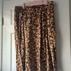 NWT Who What Wear Floral Linen Blend Midi A-Line Skirt - 16